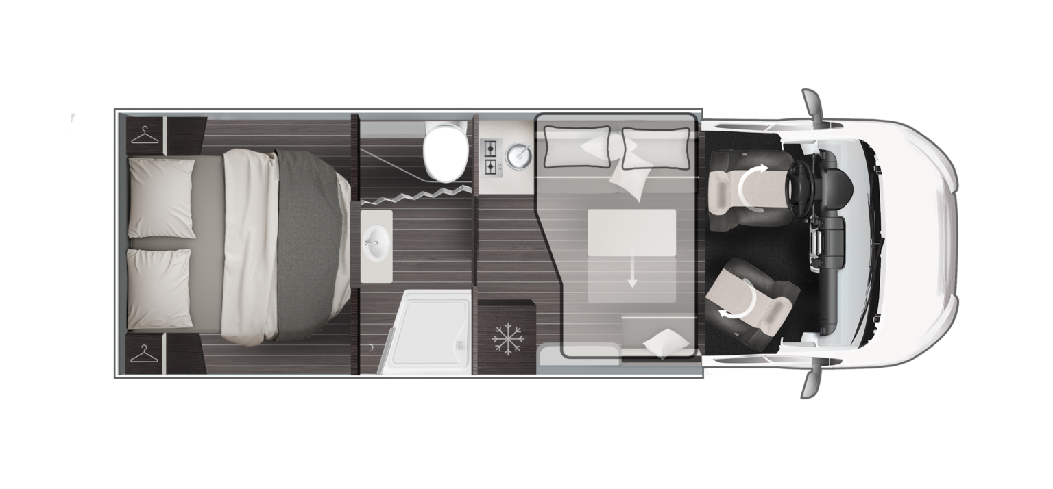 Zefiro 266 TL Grundriss mit Hubbett