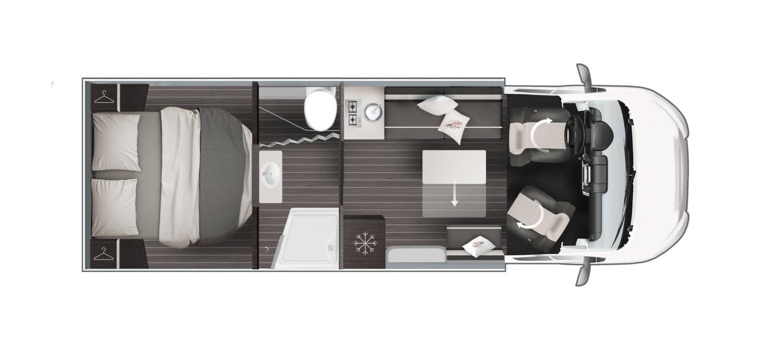 Zefiro 266 TL Grundriss ohne Hubbett